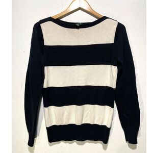 Lauren Ralph Lauren sweater wide stripes black white coastal nautical women M